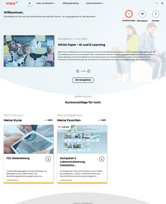 Auszug aus der Lernplattform VIWIS LMS