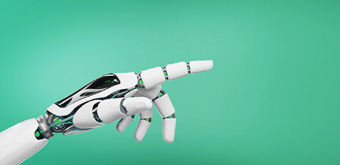 Roboterhand auf grünem Hintergrund